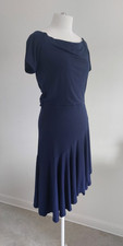 H&M Trend Edition navy blue off shoulder asymmetrical hem dress SIZE M