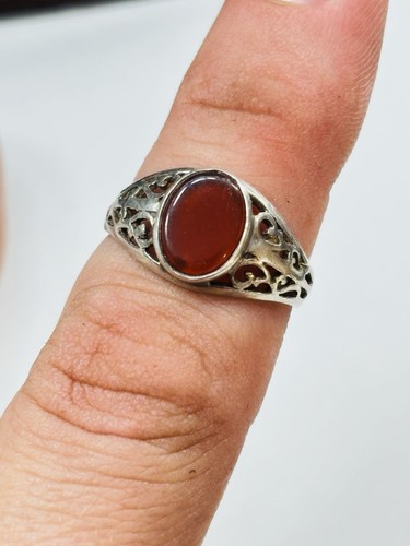 Vintage silver and - , carnelian