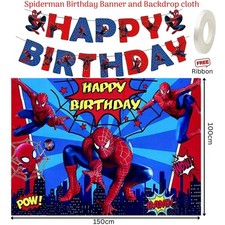 Spiderman birthday banner card decoration backdrop cloth birthday party balloons