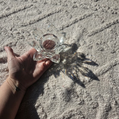 Glass crystal lotus candle - glass,