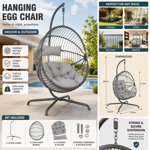 Grey egg chair - grey,