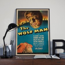 Vintage Film Poster " The Wolf Man" 1941  Classic Horror Movie Print Decor A4 A3