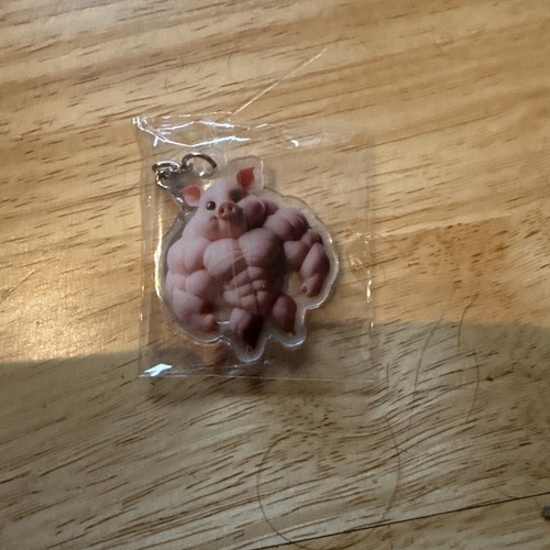 Muscle pig keyring - pig,