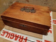Antique Wooden Keepsake Box with Ornate Handle - Lockable (No Key) - Restoration