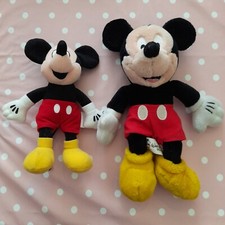 Disney Plush Toy Micky Mouse X 2 Vintage Collectible 8inch 11inch See Photograph