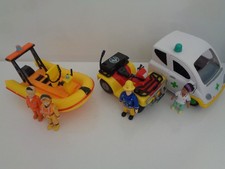 Fireman Sam figures ambulance boat & quad bike vehicles bundle