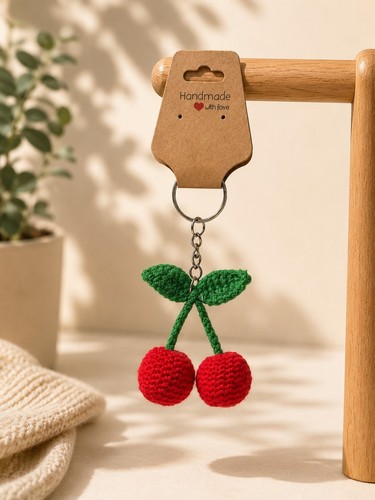 Knitted resin charm keychain - resin,