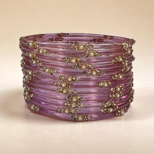Pearl crystal glass bangles - glass,