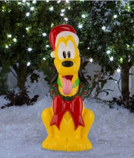 2FT Disney's Pluto in Santa Hat Lighted Christmas Blow Mold Yard Decor