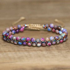 Jasper Imperial Bracelet Gemstone Handmade BeadJewellery Adjustable silver blue