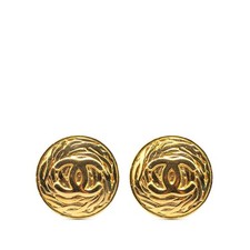Vintage Chanel Coco Mark Round Earrings, Gold Plated, Women's, CHANEL