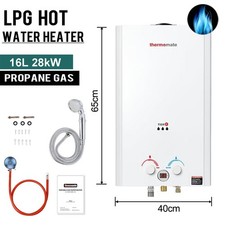 ThermoMate Tankless 16L GAS Hot Water Heater LPG Propane Instant Boiler + Shower