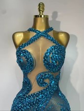 Stunning teal blue sequin - blue,