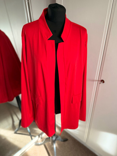 Women red open front long - red,