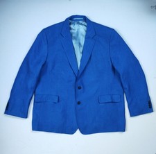 Harvie & Hudson Bright Blue 100% Linen Blazer Mens 52R P2P27" Classic Fit Jacket