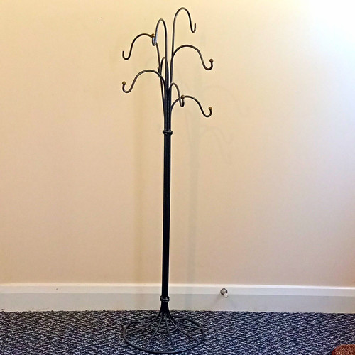 Black metal freestanding coat - freestanding, coat/