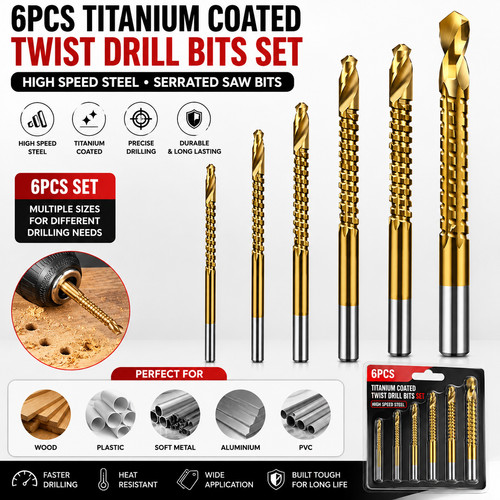 6pcs titanium coated twist - 6pcs,