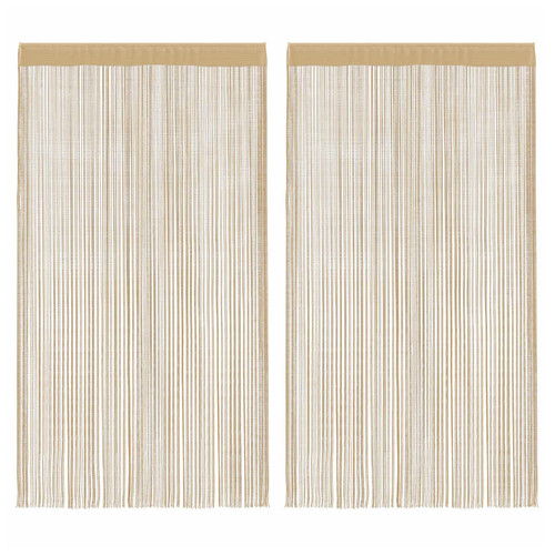 String curtain 2pcs - string, beige
