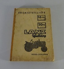 Parts Catalog Lanz Bulldog D 1616 / D 2016 Diesel Tractor Stand 12/1956