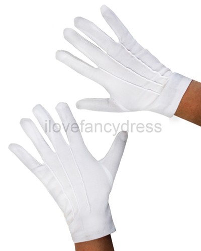 Short white gloves magician - short,