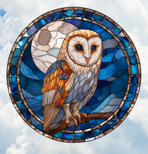 Barn owl faux - barn, stained-glass