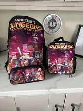 3 Piece Set Minecraft Backpack School Bag Lunch Box Pencil Case Rucksack