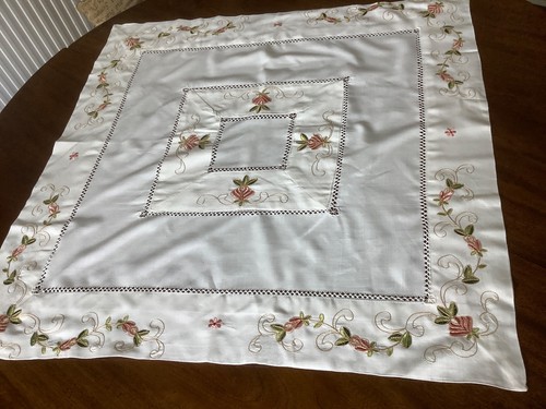 Square embroidered tablecloth - embroidered,