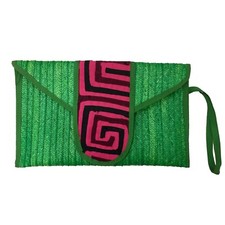 Palm tree green pink woven