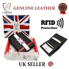 Designer Mens Leather Wallet RFID SAFE Contactless Card Blocking ID Protection