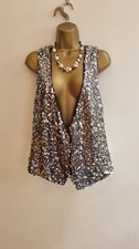 Sparkly Joseph Ribkoff Silver Sequin Evening Cocktail Waistcoat Size 10 NWT