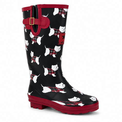 Ladies dog print wellies - dog,