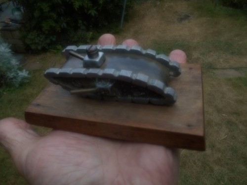 Vintage ww1 trench art - trench, tank