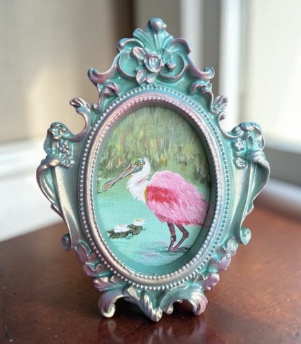 Spoonbill mini watercolor bird