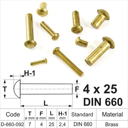 Solid brass round - solid, head