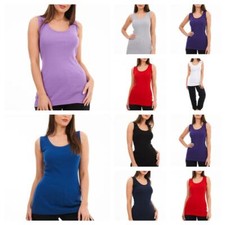 New Ladies Womens Ribbed Stretch Big Large Size Summer casual Vest Top Up to 28
