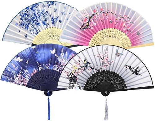 Pieces hand folding fans - 4,