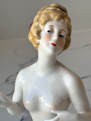 Beauty antique porcelain pin - beauty,