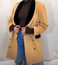 Mansfield Vintage Angora Cashmere Wool Tan Velvet Collar Oversized Coat C61FGL2