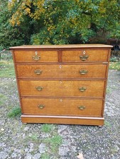 Lovely Large Antique Wood Wooden Medium Oak Two Over Three Chest Of Drawers