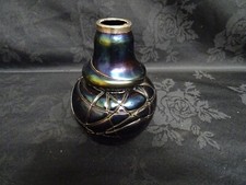 Antique Bohemian Glass Loetz ? Vase Silver mounted Birmingham 1903