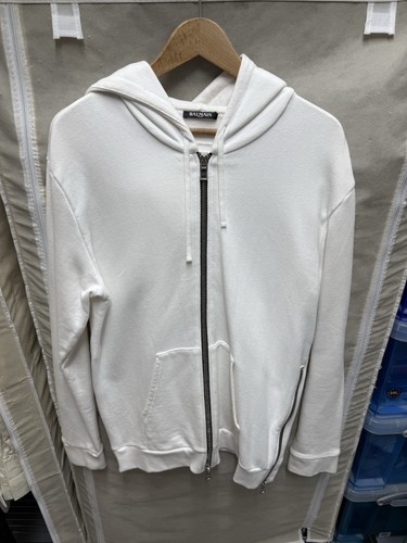 Balmain white hoodie side - white,