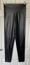 Womans Large (10-12) Black Faux Leather High Waist Latex Leggings
