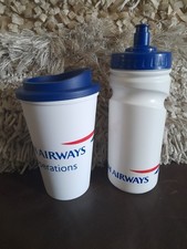 BRITISH AIRWAYS Travel Water Bottle & Tea Coffee Cup Mug ✈️ 