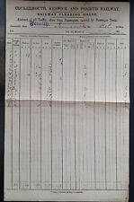 Cockermouth Keswick  Penrith Railway Abstract of All Traffic 1897 Clearing House