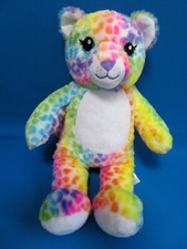 LARGE 16" 40cm tall KITTY CAT RAINBOW LEOPARD PLUSH soft toy BAB * BUILD A BEAR