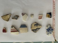 10 Sea Pottery Pieces. Various Sizes. Collected From Scottish Beach.