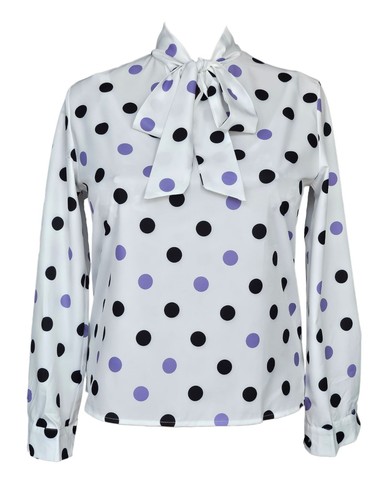White polka dot pussybow - dot,