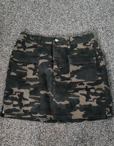 Camo denim skirt - skirt, cargo