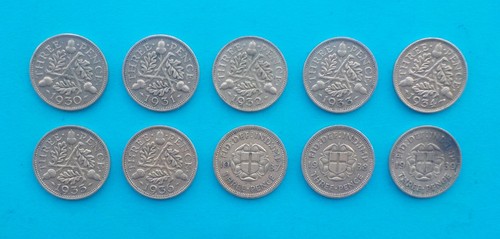 Silver three pence - silver,