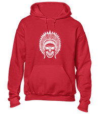 INDIAN SKULL HOODY HOODIE RETRO FASHION NATIVE AMERICAN HEADDRESS ANCIENT